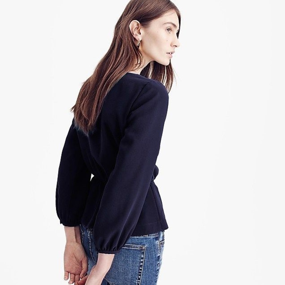J.Crew  petite drapey crepe faux- wrap top